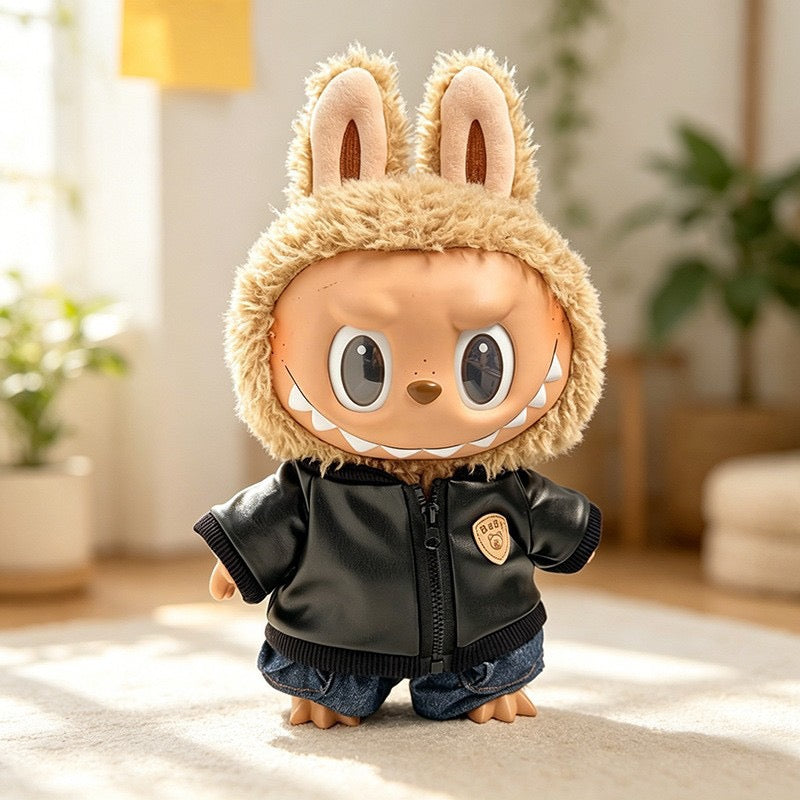 38cm big doll outfit leather jacket and jean