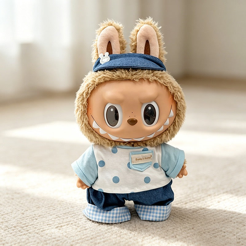 38cm big doll outfit blue t-shirt and cap set