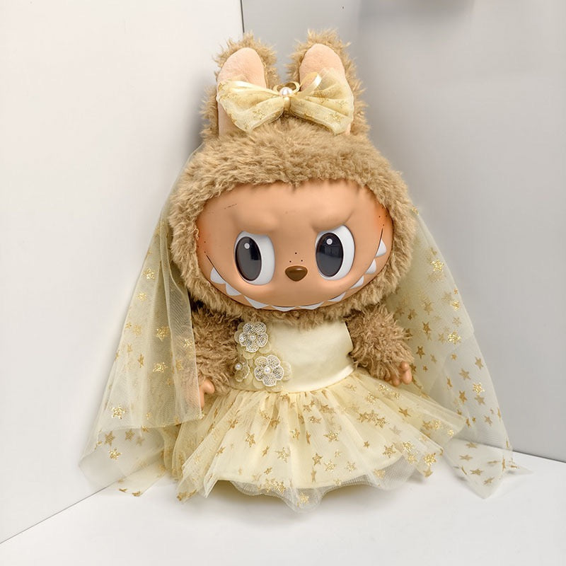 38cm big doll outfit wedding dress yellow